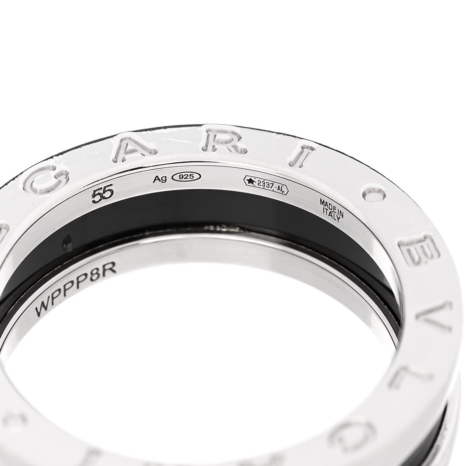 Bulgari Sterling Silver Ceramic Save The Children One-Band Ring 55 7.25 4 of 7