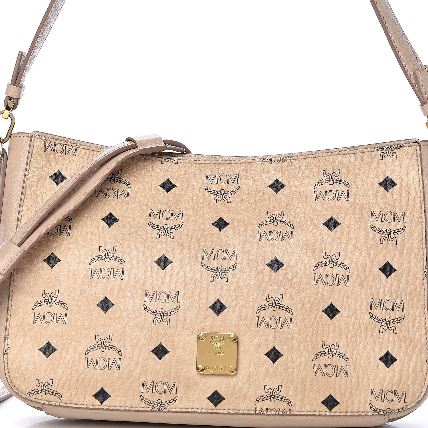 MCM Visetos Medium Essential Shoulder Bag Beige 17 of 17