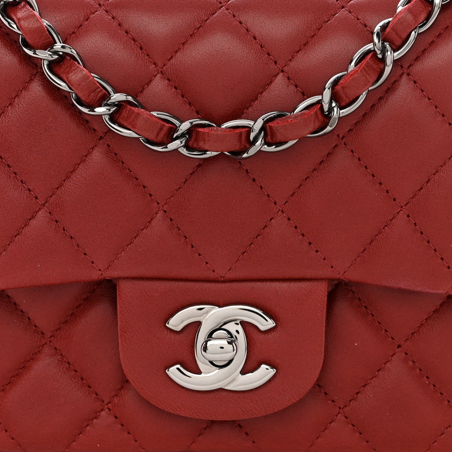 Lambskin Quilted Mini Square Flap Bordeaux
