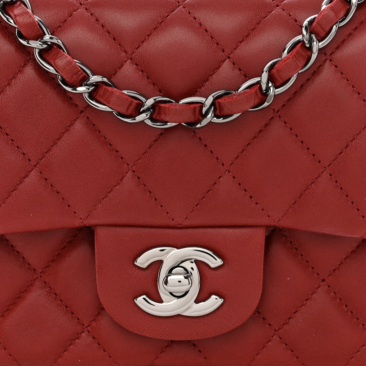 Chanel Lambskin Quilted Mini Square Flap Bordeaux 8 of 11