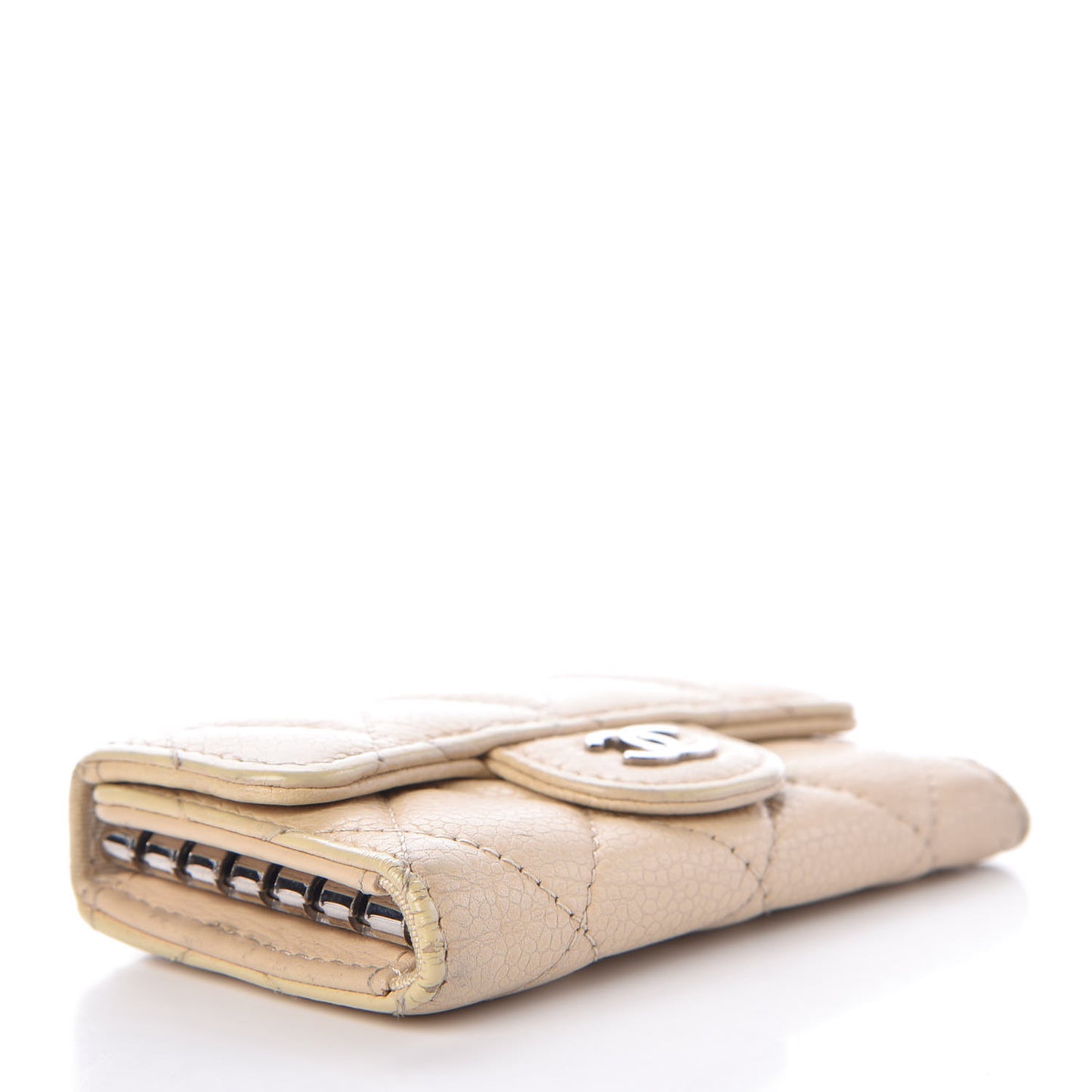 Caviar Quilted 6 Key Holder Beige