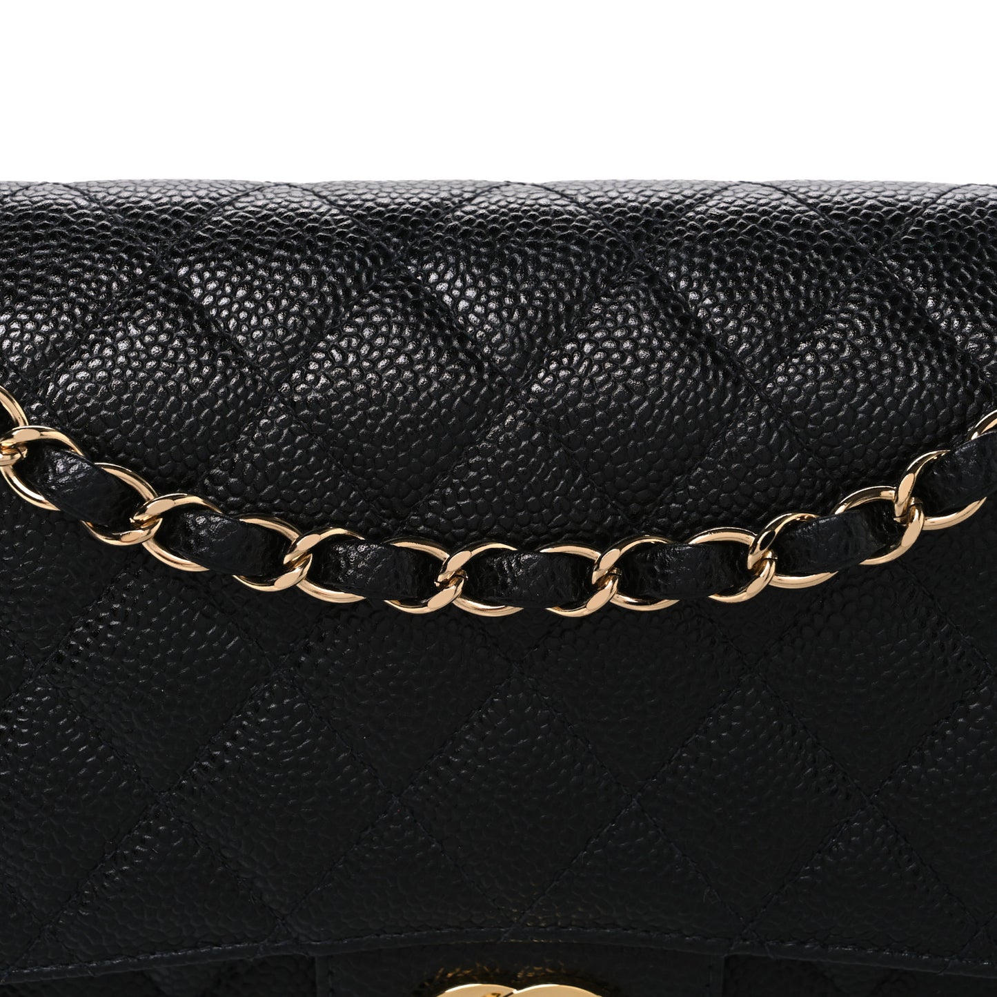 Caviar Quilted Medium Double Flap Black