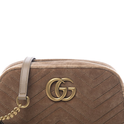 Gucci Velvet Matelasse Small GG Marmont Chain Shoulder Bag Taupe 9 of 10