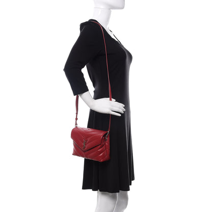 Saint Laurent Calfskin Y Quilted Monogram Toy Loulou Crossbody Bag New Lipstick 2 of 10