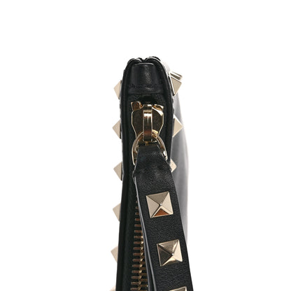 Valentino Garavani Vitello Large Rockstud Zip Wristlet Pouch Black 8 of 13