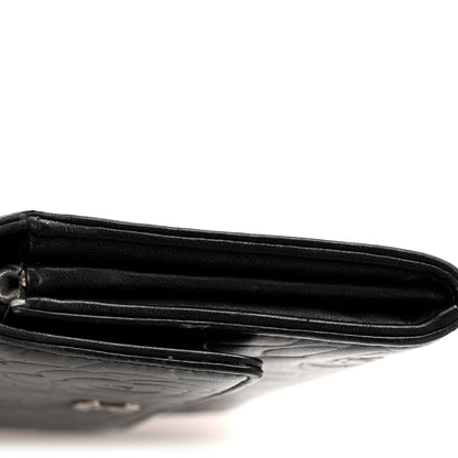 Chanel Lambskin Embossed Camellia Large Gusset Flap Wallet Black 10 of 10