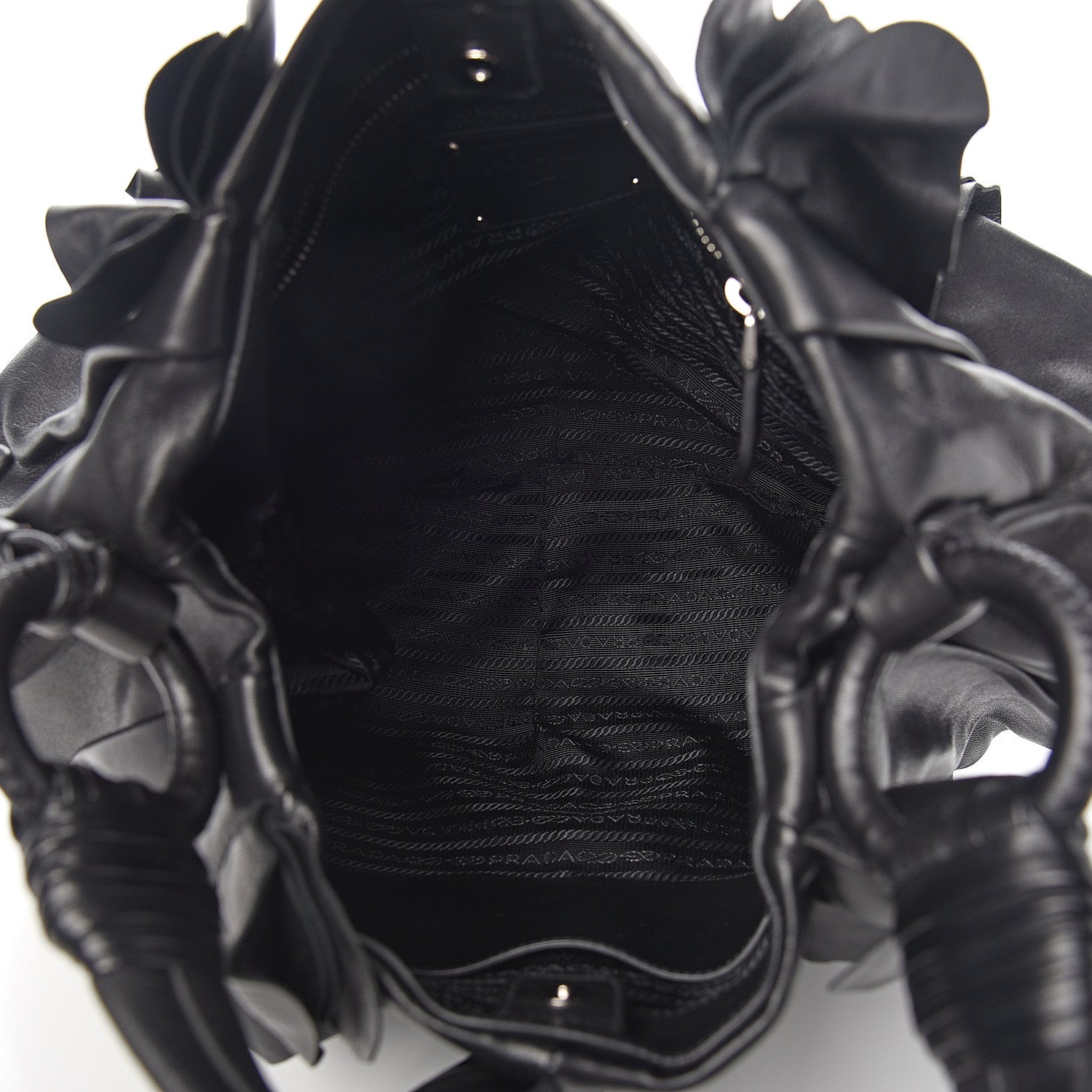 Prada Nappa Ruffle Bag Black 4 of 10