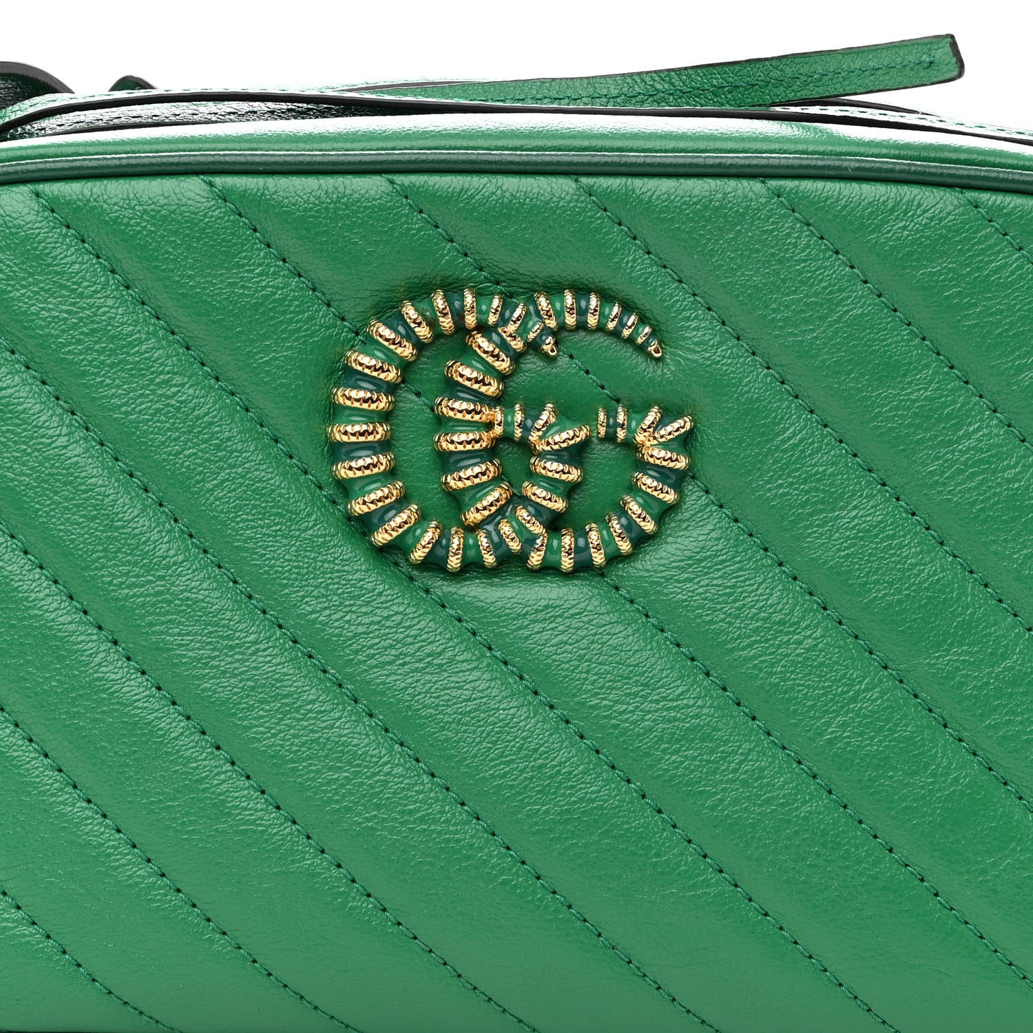 Gucci Azalea Calfskin Enamel Matelasse Diagonal Small Torchon GG Marmont Chain Shoulder Bag New Shamarock Emerald 8 of 10