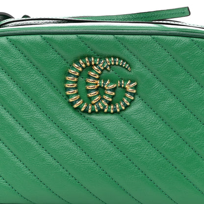 Gucci Azalea Calfskin Enamel Matelasse Diagonal Small Torchon GG Marmont Chain Shoulder Bag New Shamarock Emerald 8 of 10