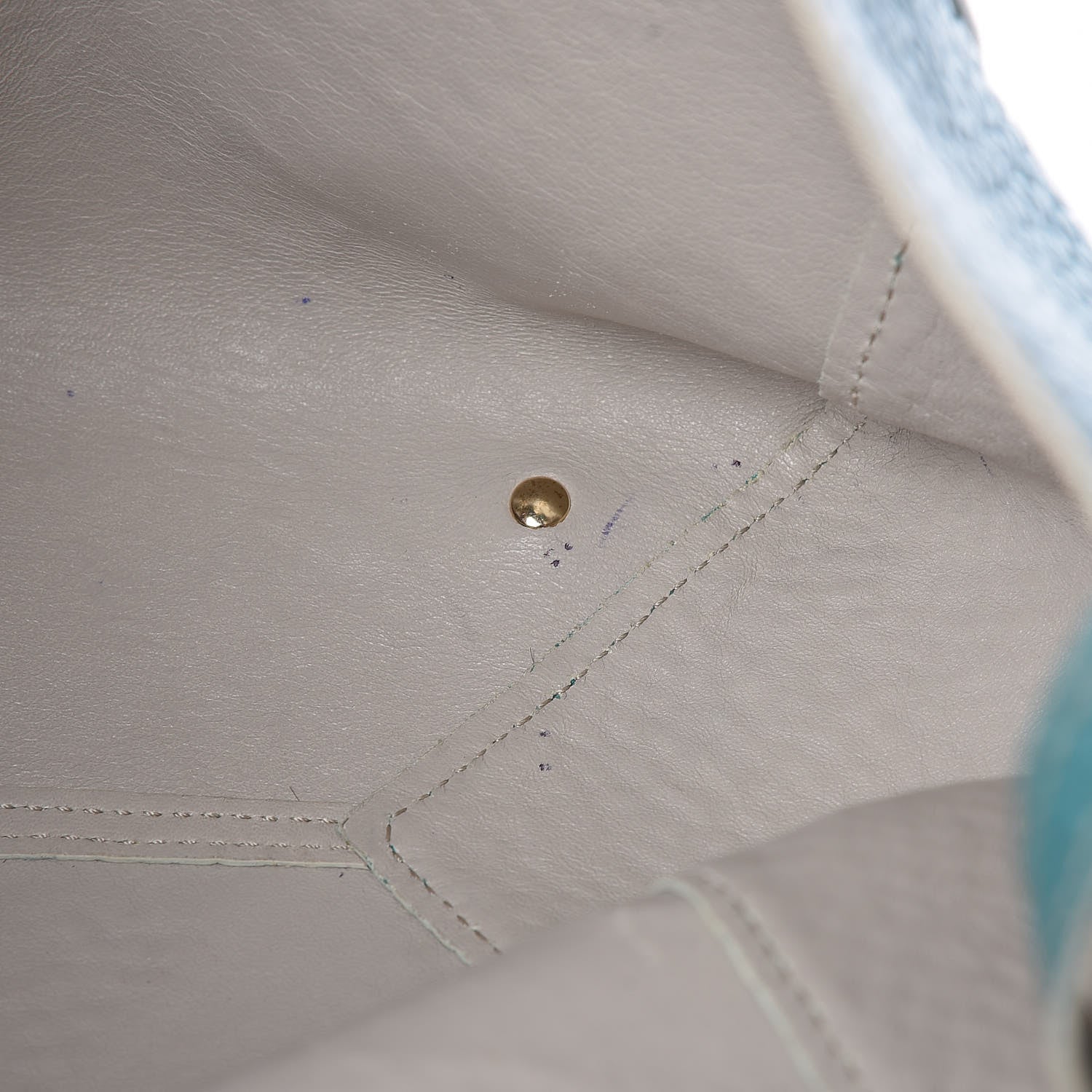 Burberry Signature Grain Calfskin Check Embossed Small Canterbury Tote Aqua Green 8 of 10
