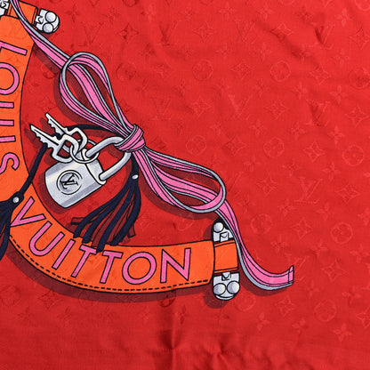 Louis Vuitton Silk Monogram All That's Straps Scarf Shawl Rouge 4 of 7