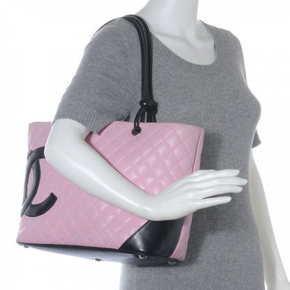 Chanel Calfskin Quilted Large Cambon Tote Pink Black 2 of 7
