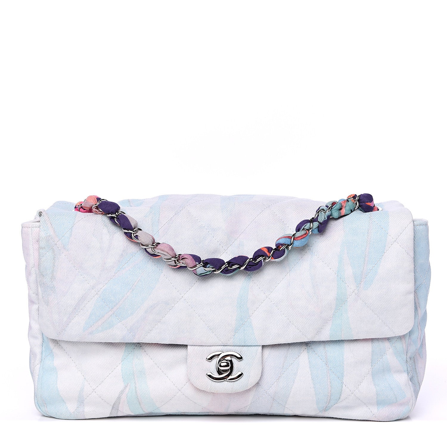 Chanel Canvas Quilted Jungle Jeans Flap White Multicolor 1 of 10