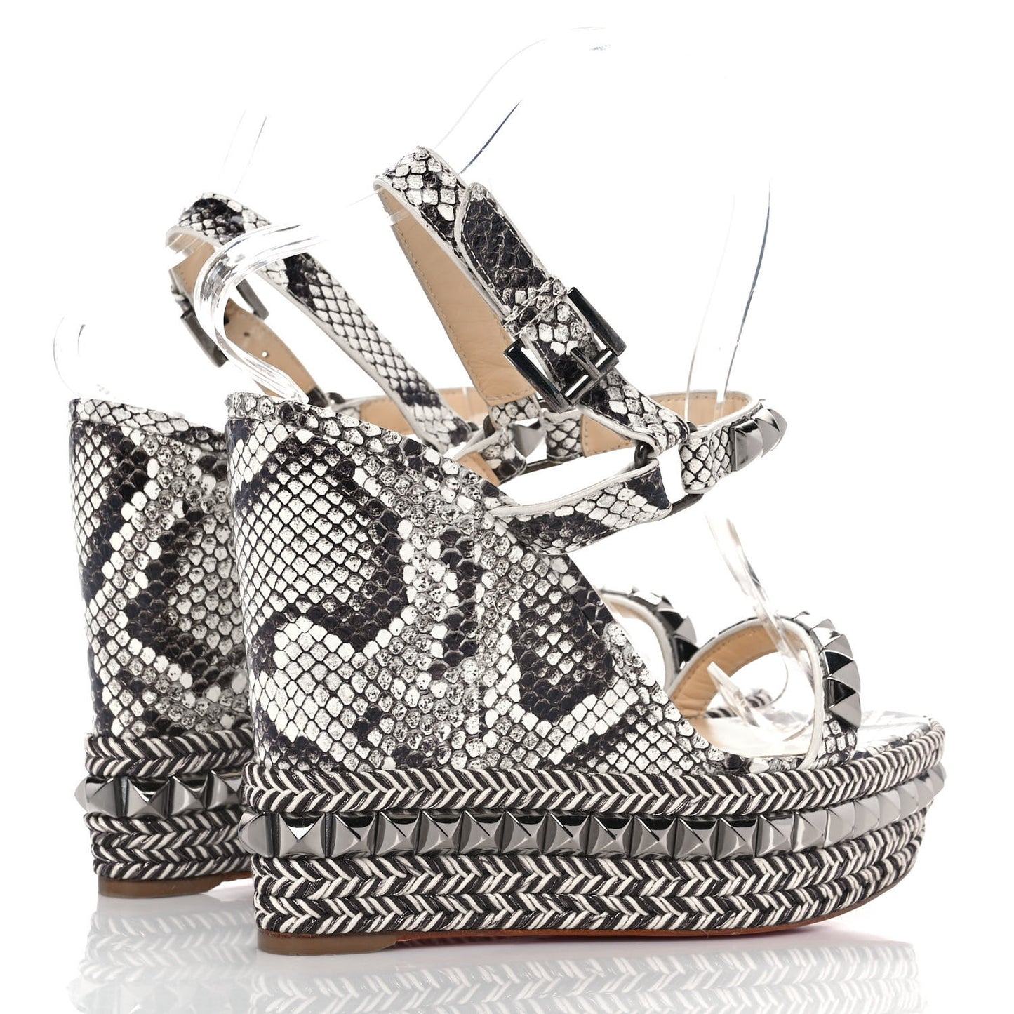 Watersnake Print Cataclou 120 Wedge Sandals 40 Roccia Gun Metal