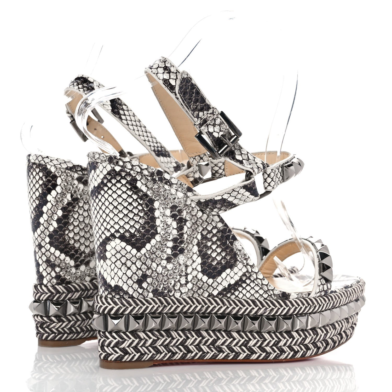 Christian Louboutin Watersnake Print Cataclou 120 Wedge Sandals 40 Roccia Gun Metal 4 of 8