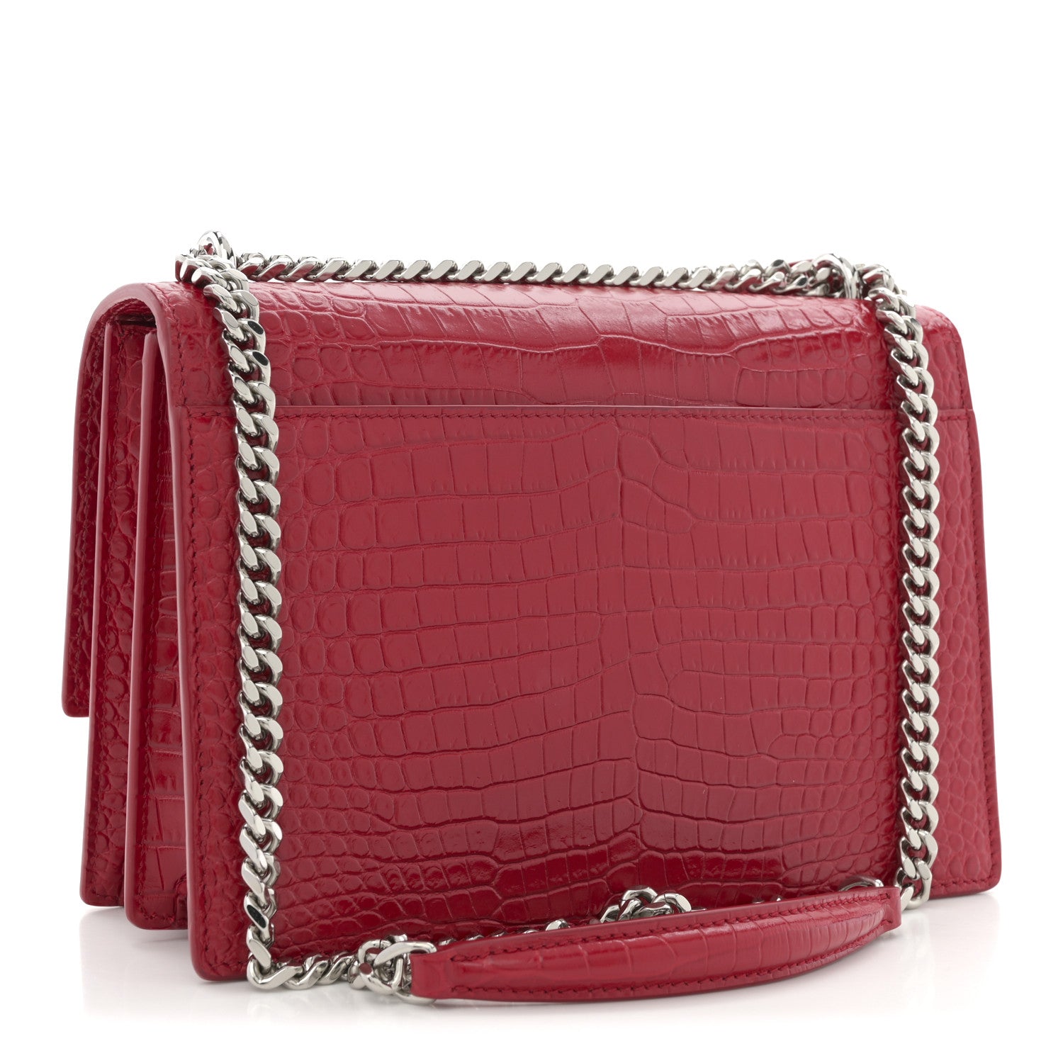 Saint Laurent Calfskin Crocodile Embossed Medium Monogram Sunset Sunset Rouge Eros 3 of 10