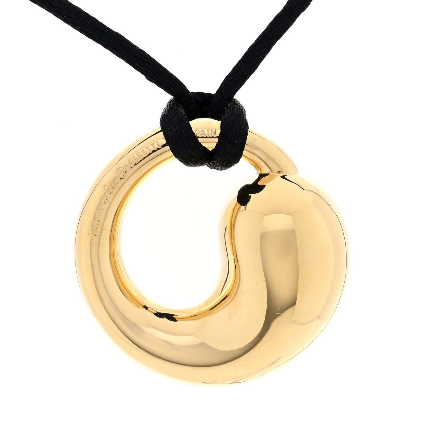 18K Yellow Gold Elsa Peretti Eternal Circle Pendant Cord Necklace