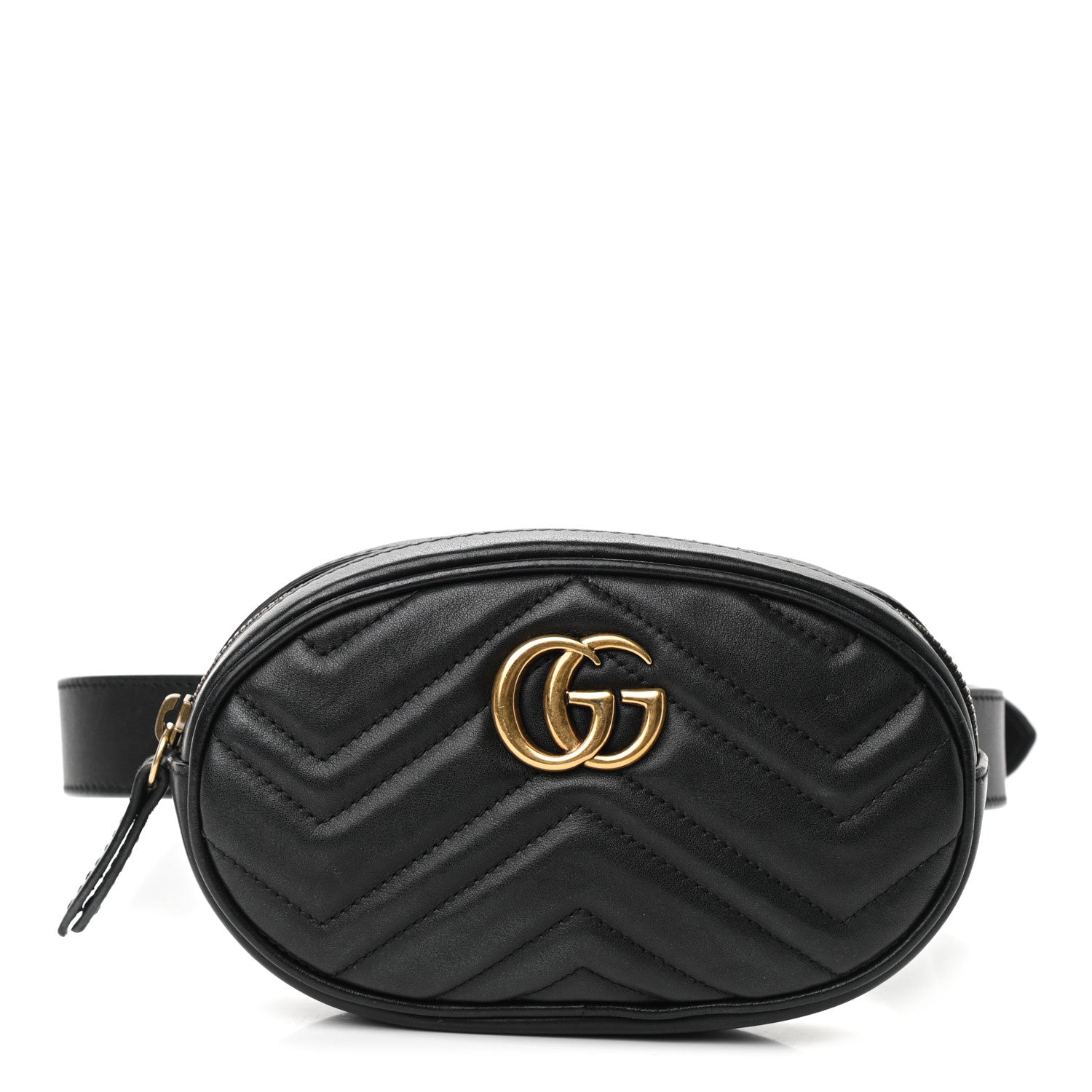 Gucci Calfskin Matelasse GG Marmont Belt Bag 85 34 Black 1 of 14