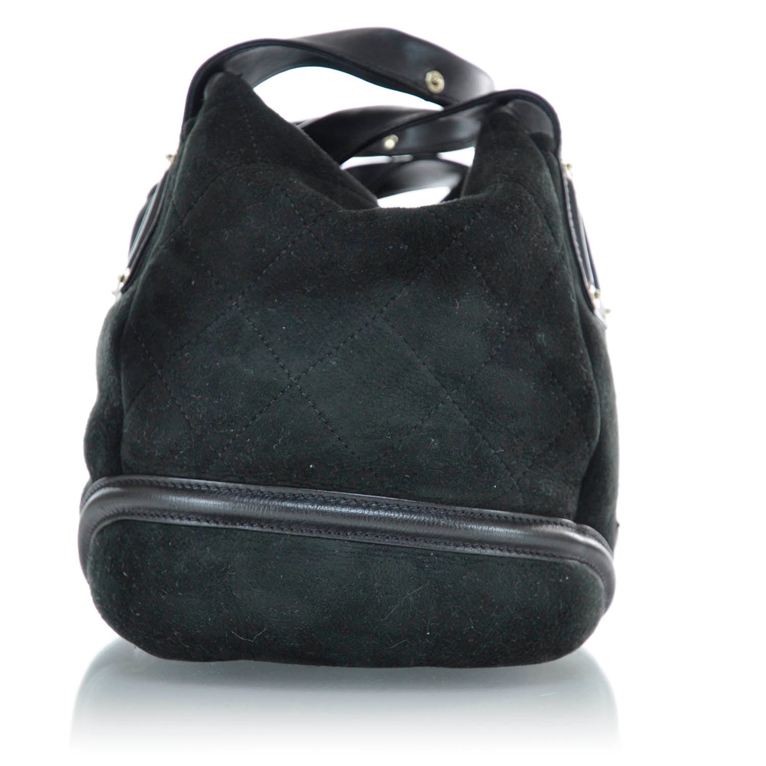 Chanel Suede Quilted CC Handbag Black 4 of 10