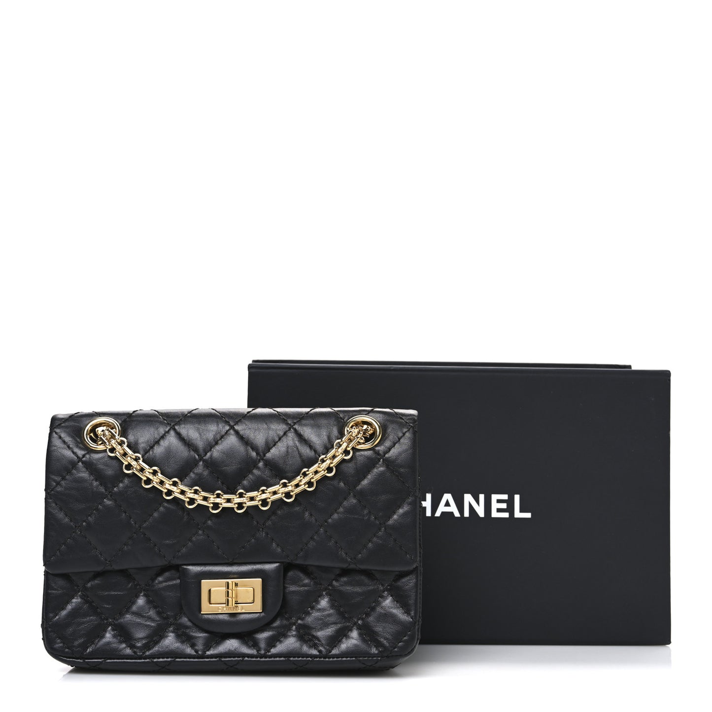 Aged Calfskin Quilted 2.55 Reissue Mini Flap Black
