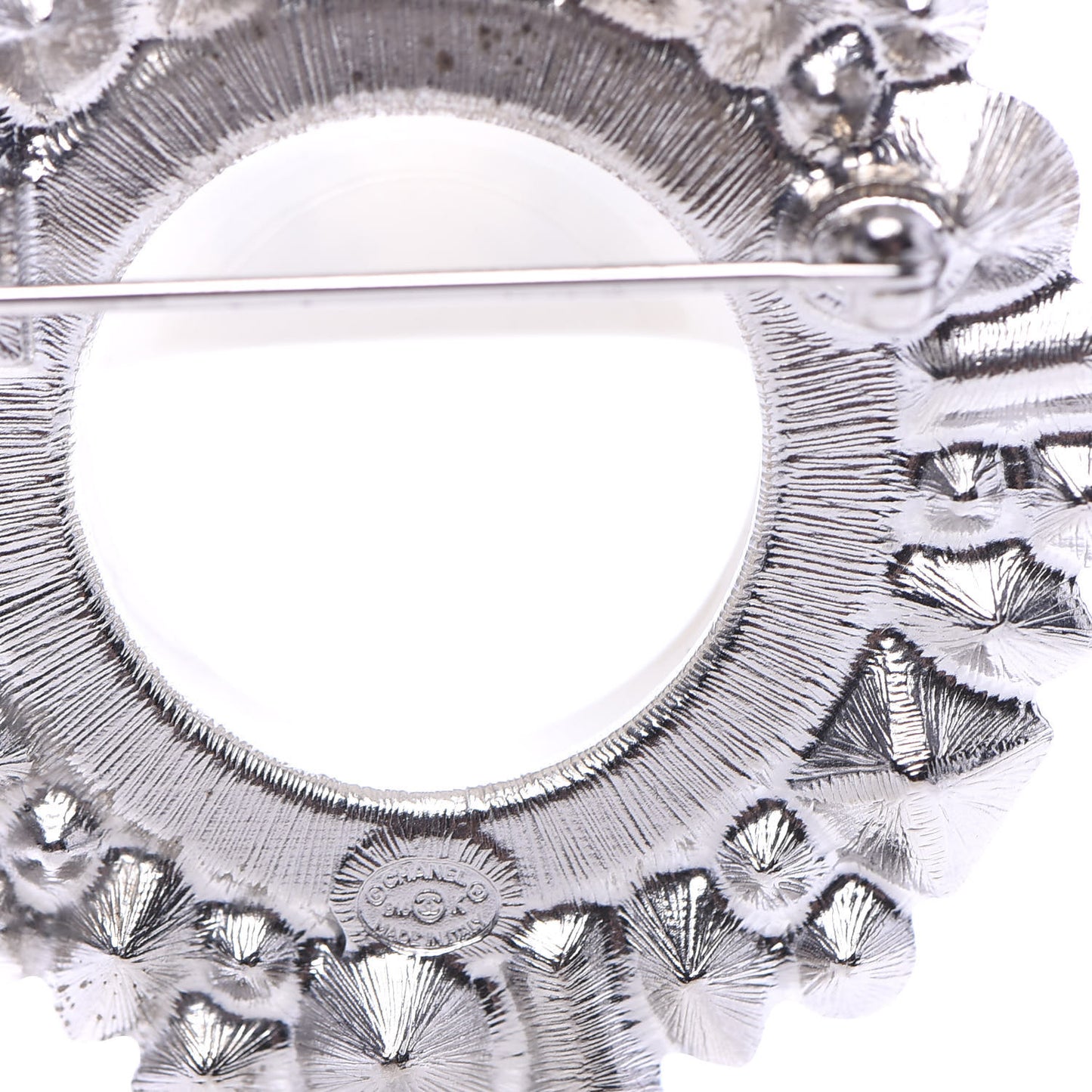 Crystal CC Smiley Emoji Brooch Silver