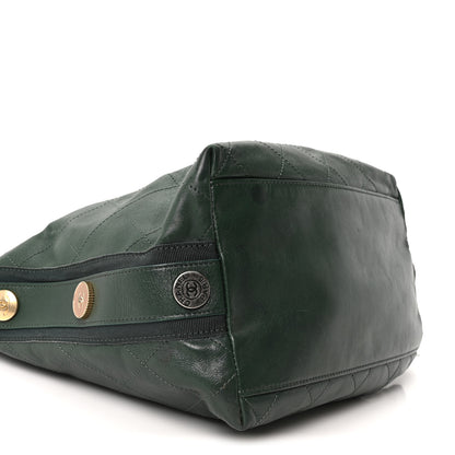 Chanel Calfskin Stitched Large Button Up Hobo Dark Green 9 of 10