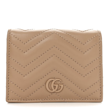 Gucci Calfskin Matelasse Monochrome GG Marmont Card Case Wallet Camelia 1 of 8