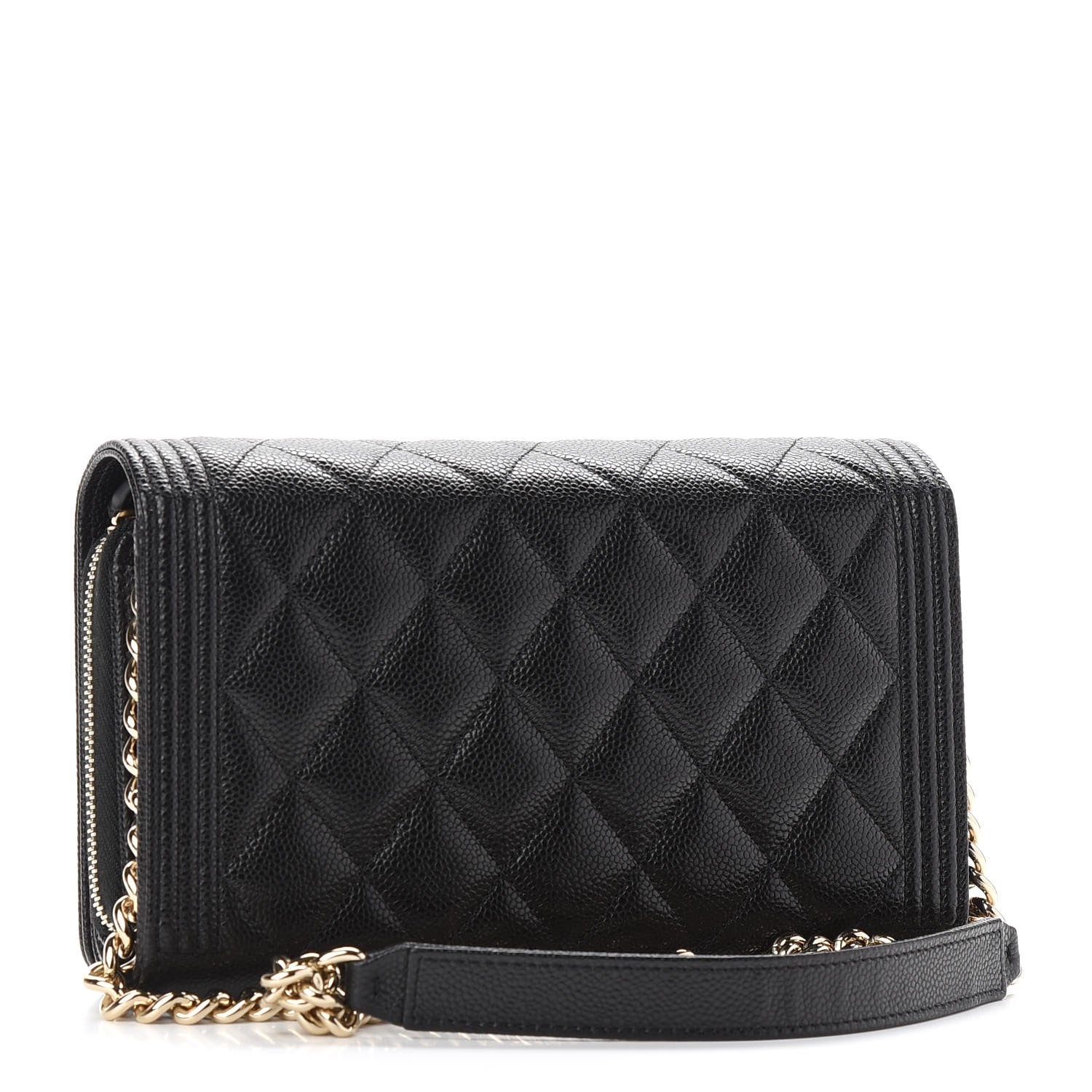 Chanel Caviar Quilted Boy Phone Holder Wallet On Chain Black 4 of 10