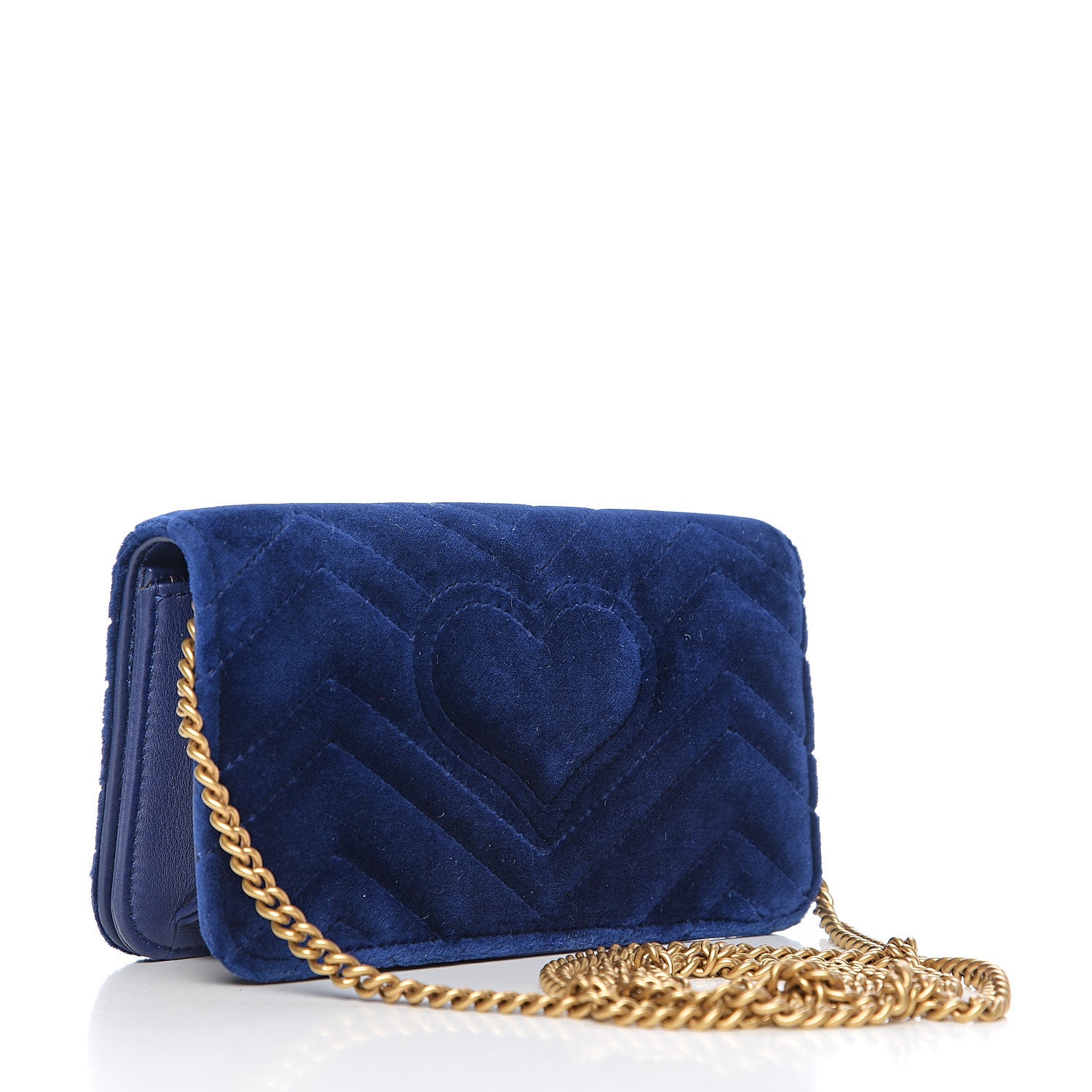 Gucci Velvet Matelasse GG Marmont Mini Bag Cobalt Blue 2 of 9