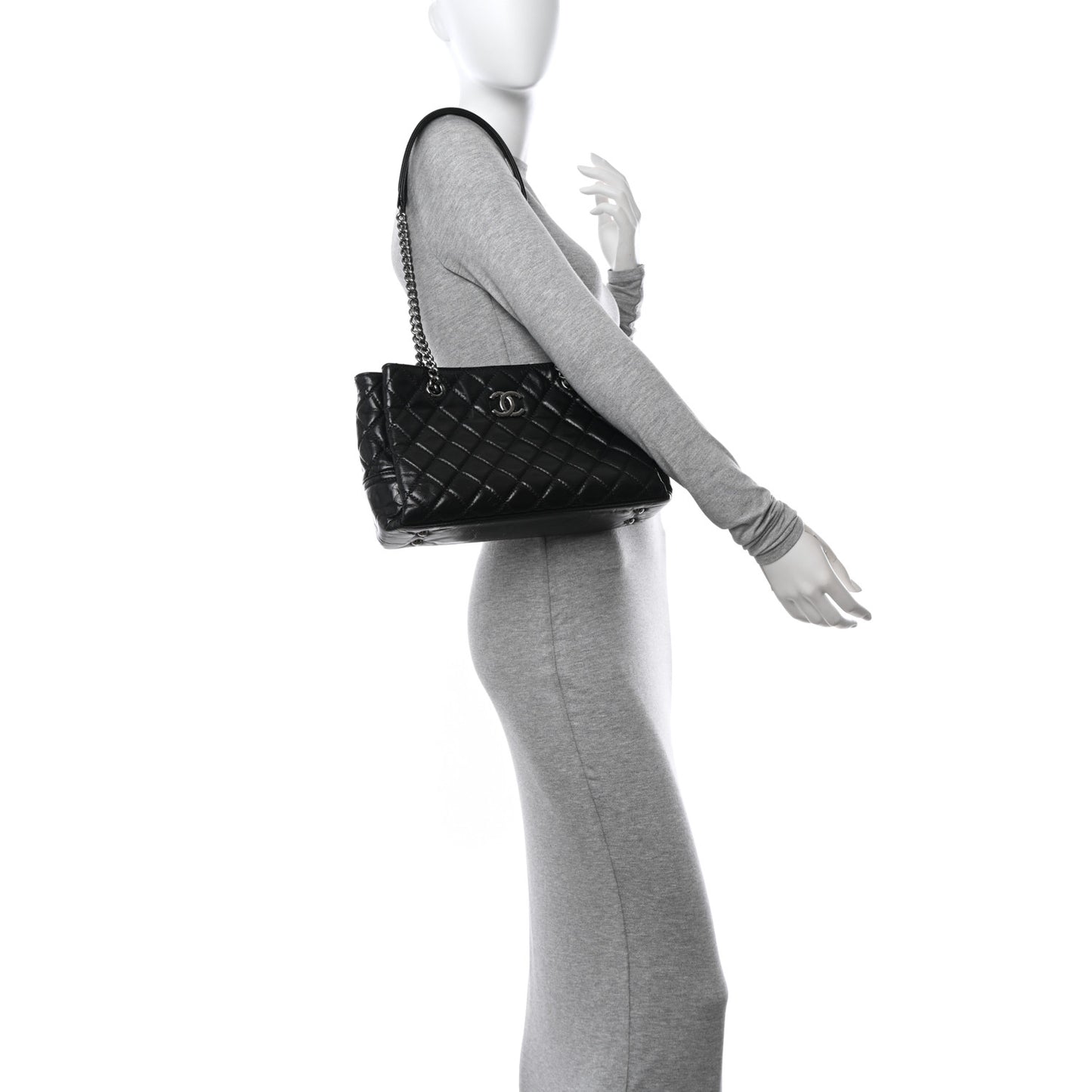 Calfskin Quilted Medium Coco Soft Tote Black