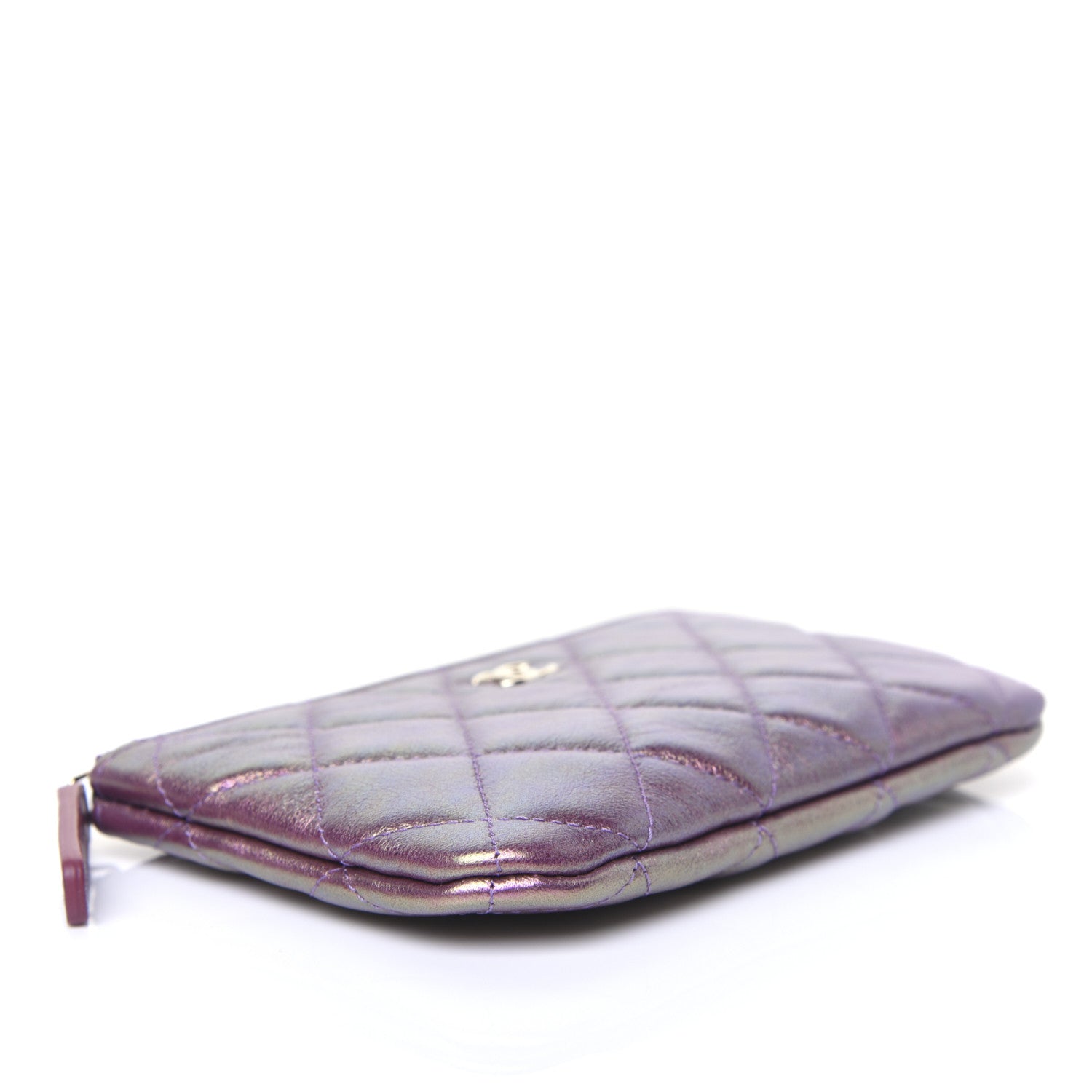 Chanel Iridescent Lambskin Quilted Small Cosmetic Case Purple 4 of 11