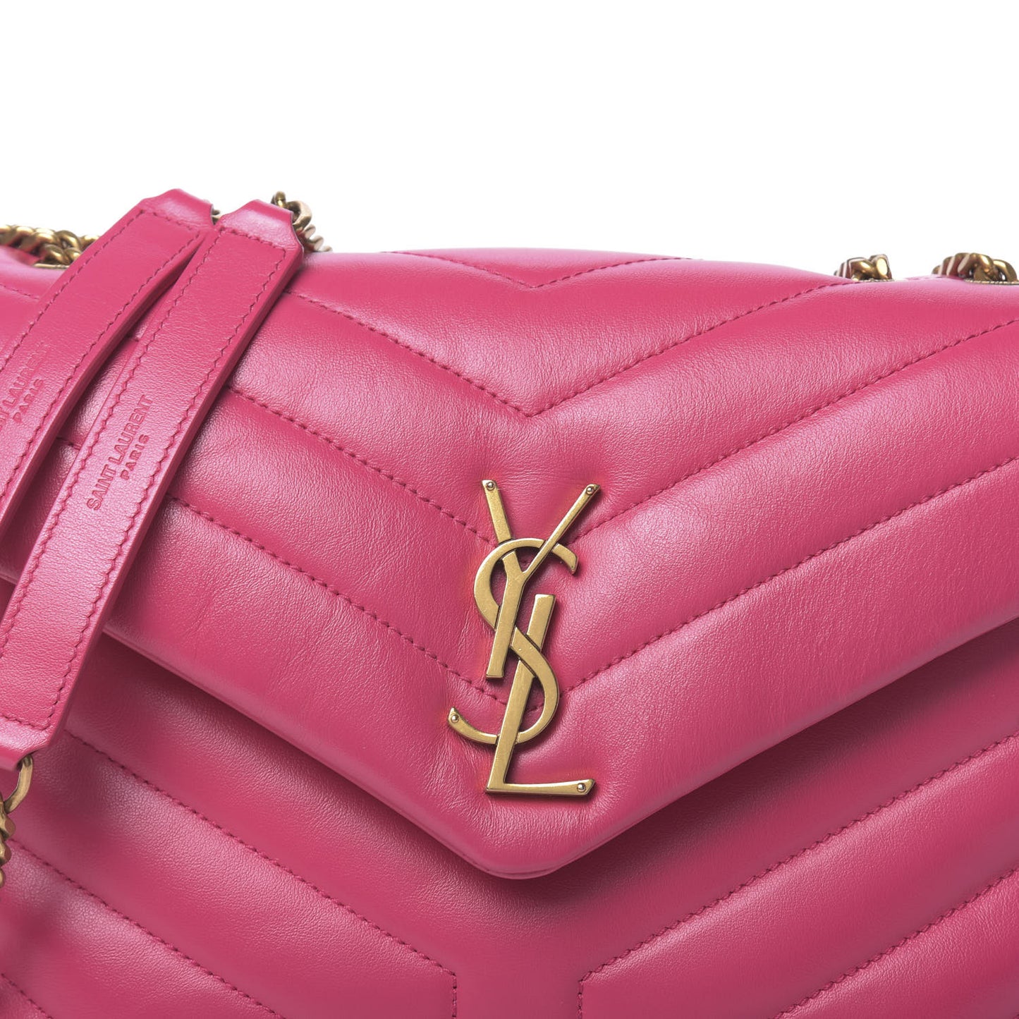 Calfskin Y Quilted Monogram Small Loulou Chain Satchel Fresh Fuchsia