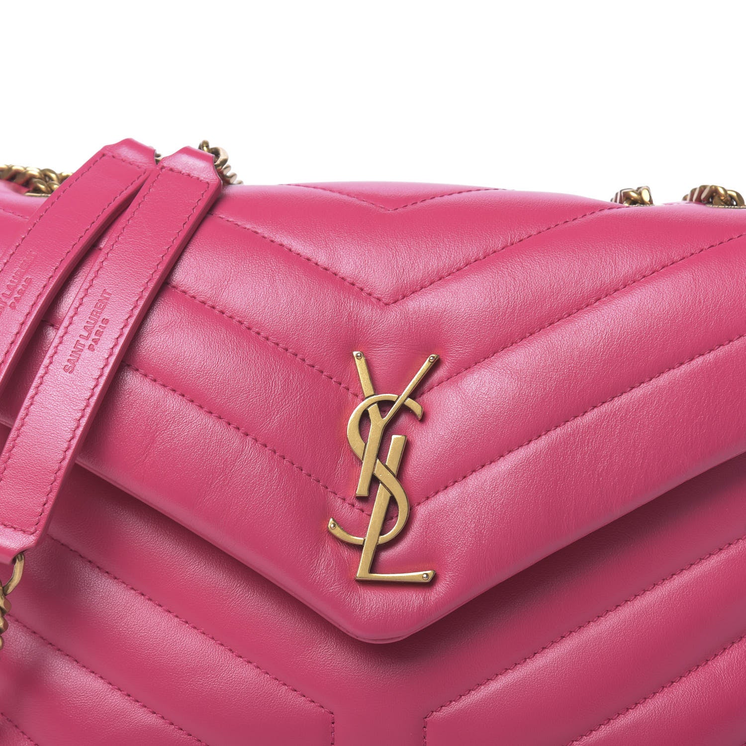 Saint Laurent Calfskin Y Quilted Monogram Small Loulou Chain Satchel Fresh Fuchsia 10 of 10