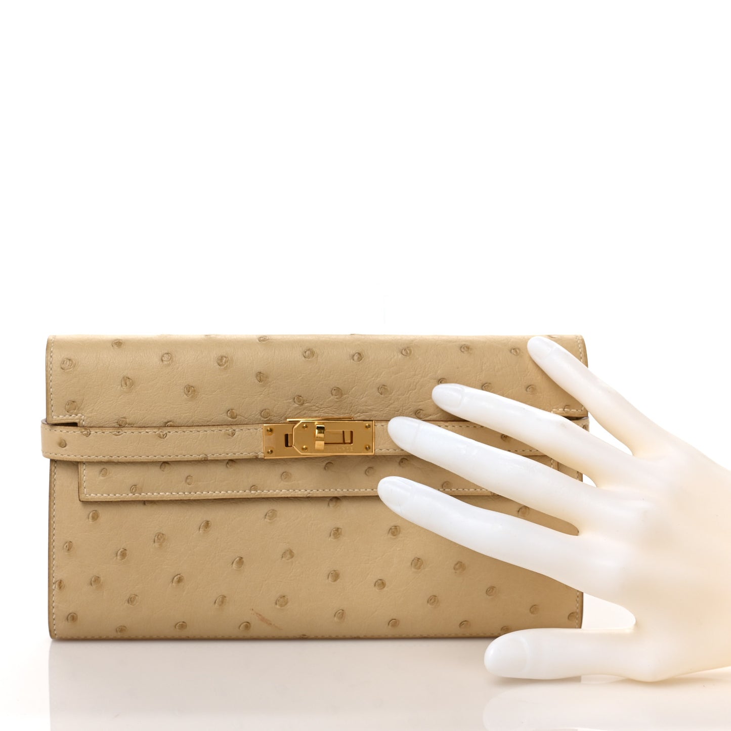 Ostrich Kelly Longue Wallet Trench