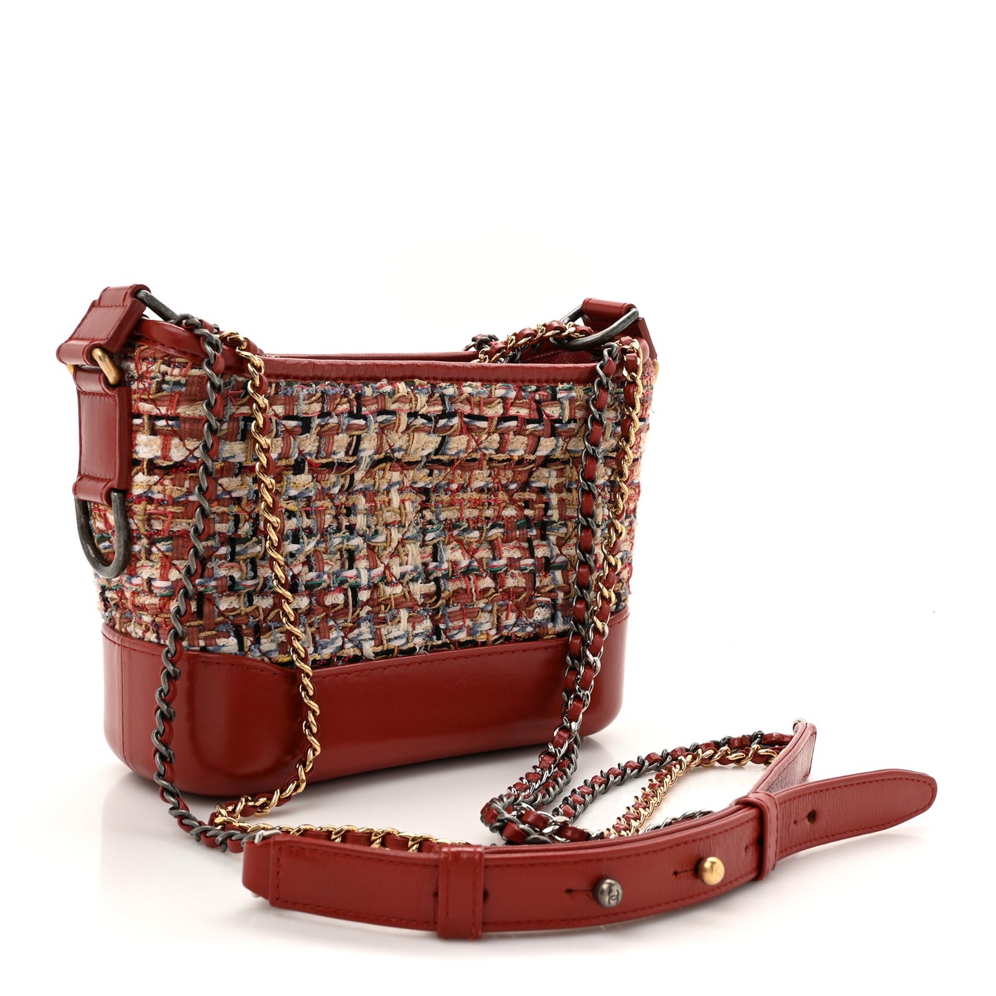 Tweed Calfskin Small Gabrielle Hobo Red Multicolor