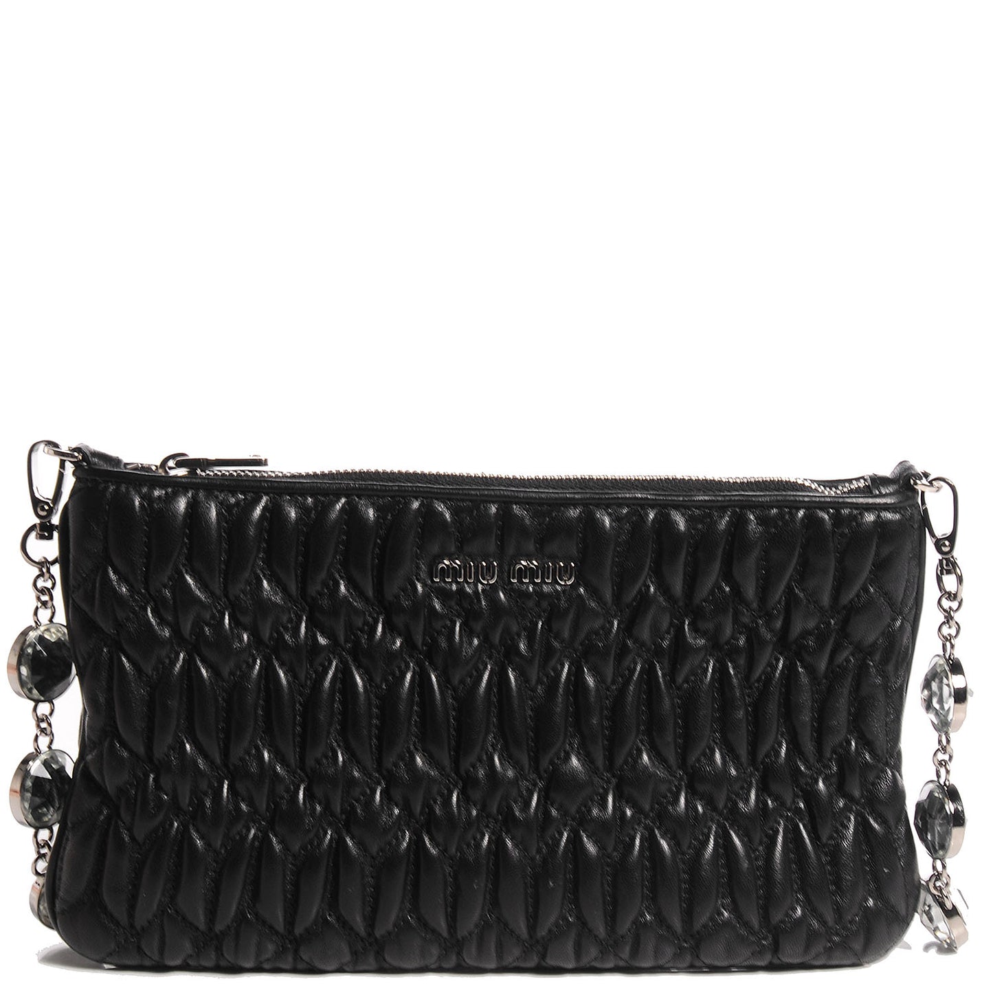 Nappa Matelasse Crystal Shoulder Bag Black