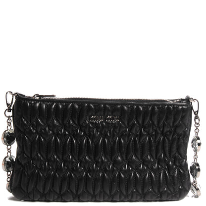 Miu Miu Nappa Matelasse Crystal Shoulder Bag Black 1 of 9