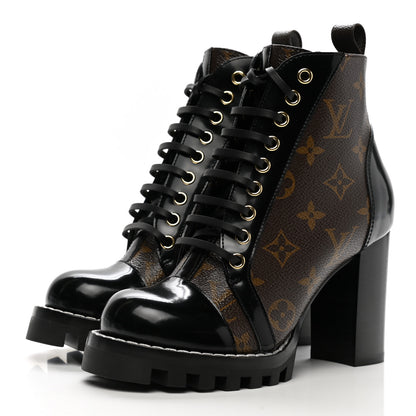 Louis Vuitton Patent Calfskin Monogram Star Trail Ankle Boots 35.5 Black 3 of 9
