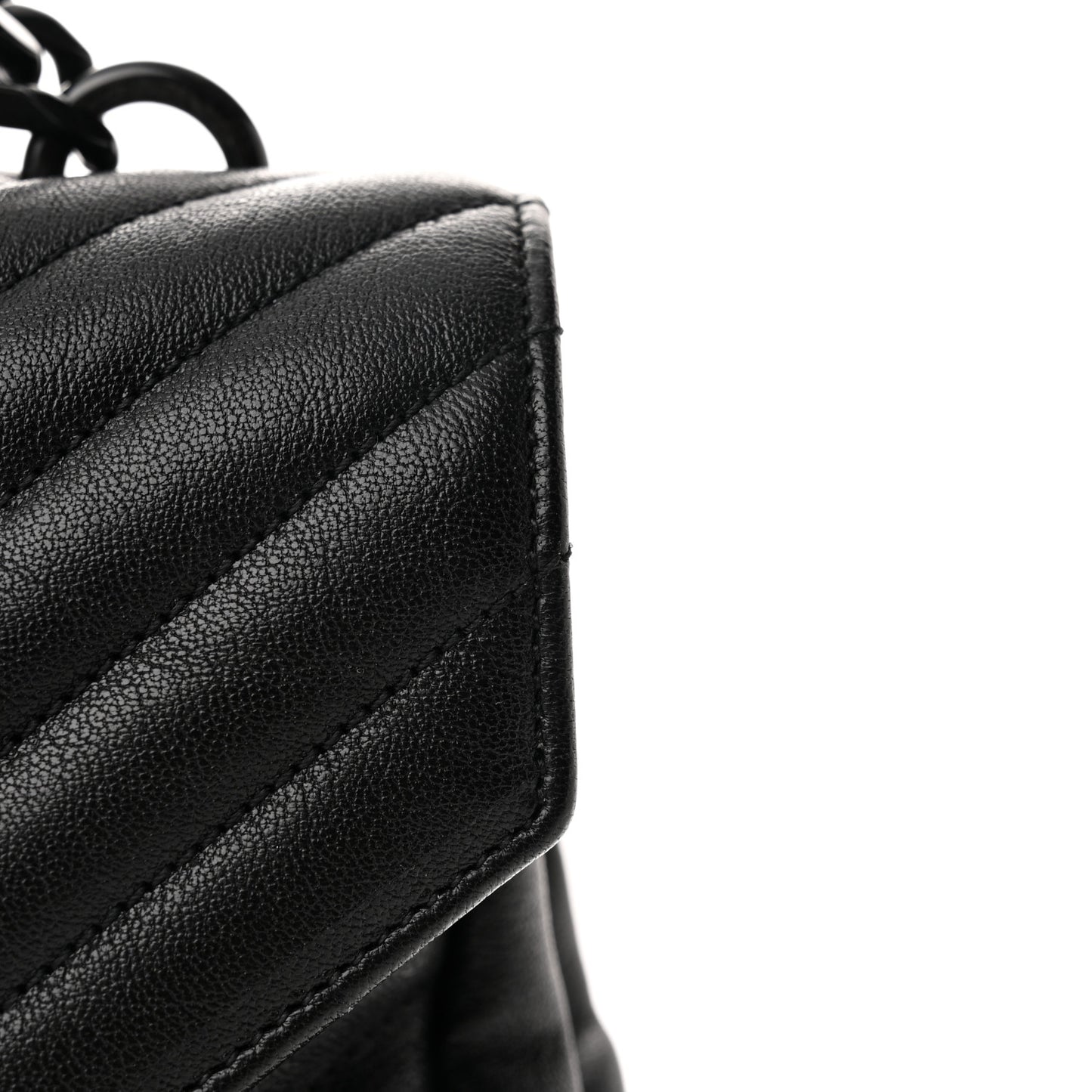 Sheepskin Matelasse Chevron Monogram Monochrome Large College Satchel Black