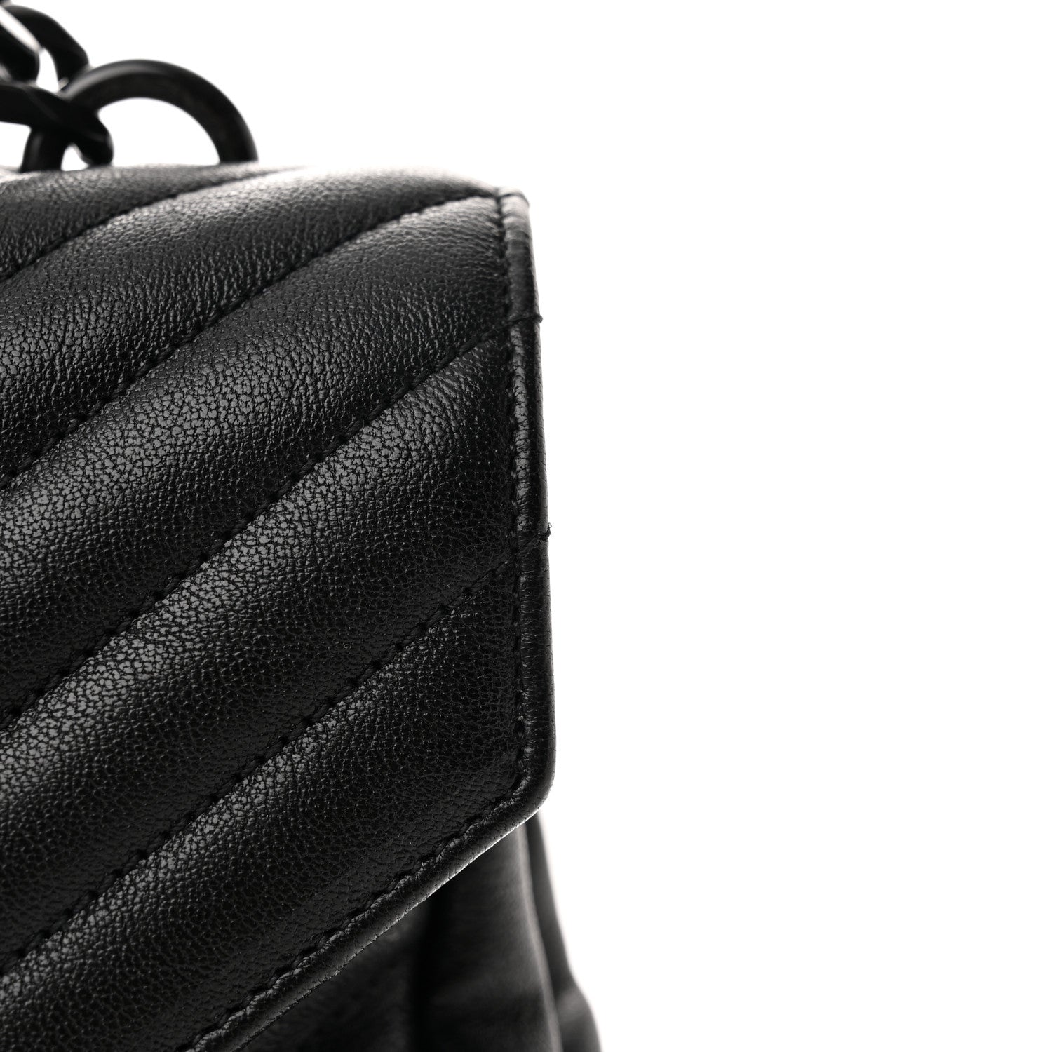 Saint Laurent Sheepskin Matelasse Chevron Monogram Monochrome Large College Satchel Black 14 of 14