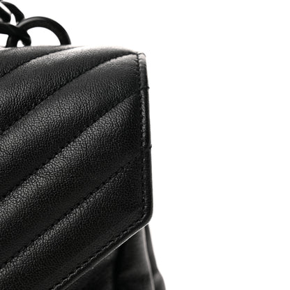 Saint Laurent Sheepskin Matelasse Chevron Monogram Monochrome Large College Satchel Black 14 of 14