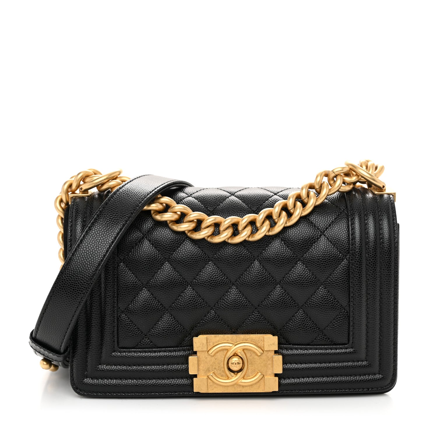 Caviar Quilted Small Boy Flap Black