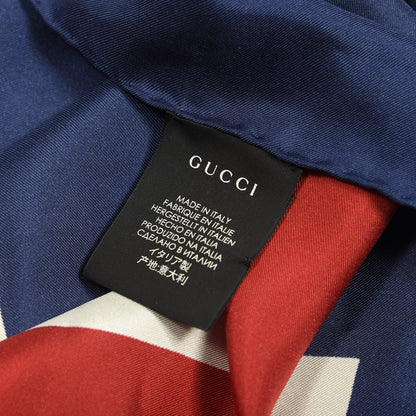 Gucci Silk Sylvie Stripe Web Logo Square Scarf Ivory Blue 5 of 6