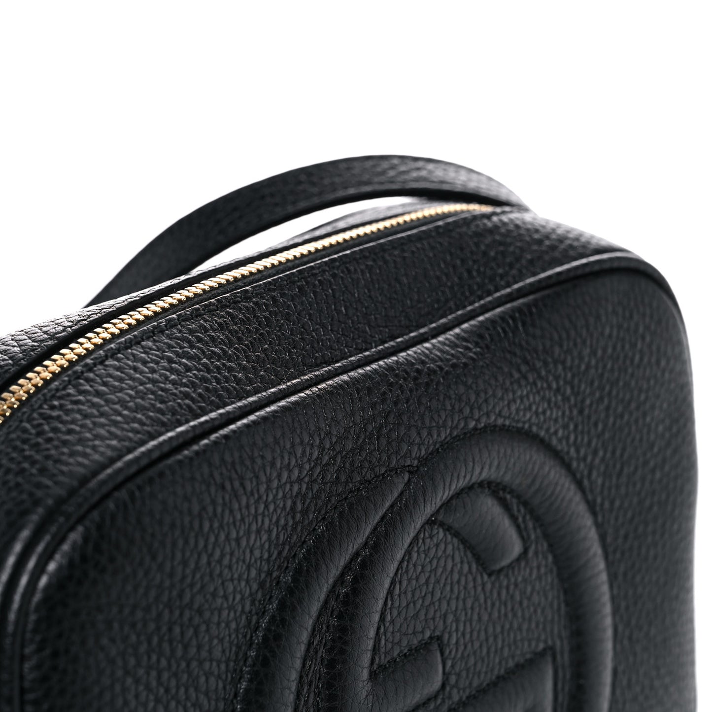 Pebbled Calfskin Small Soho Disco Bag Black