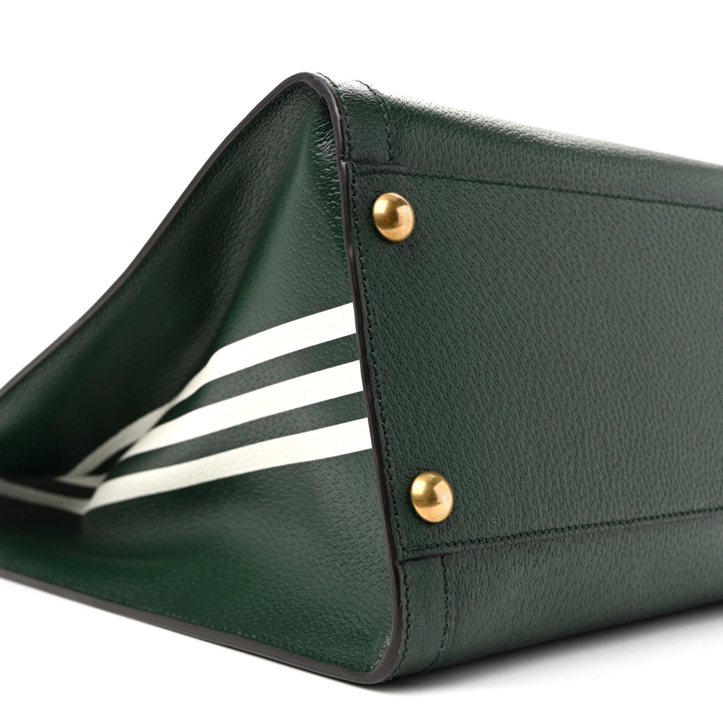 X Adidas Textured Dollar Calfskin Stripe Studded Maxi Diana Tote Bag Vintage Green Multicolor