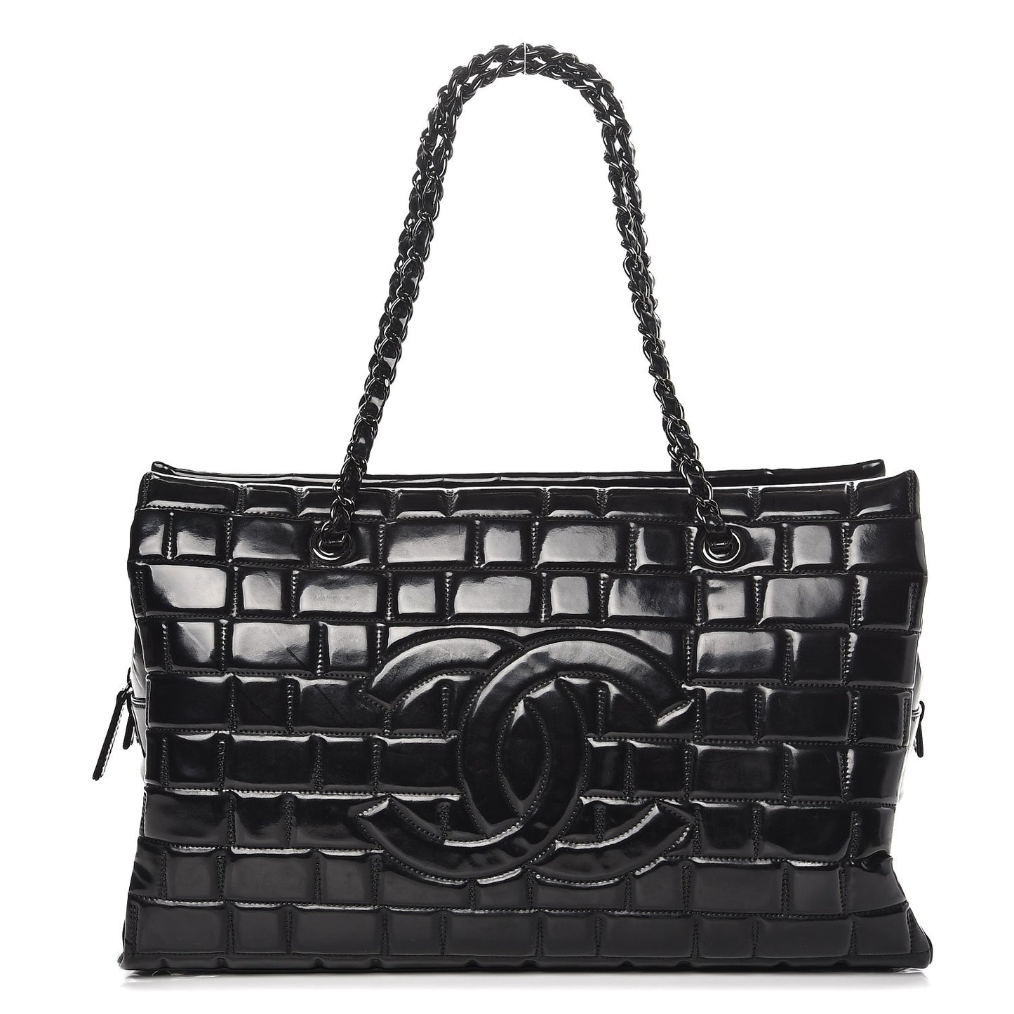 Vinyl Quilted Frozen Shopping Tote Black