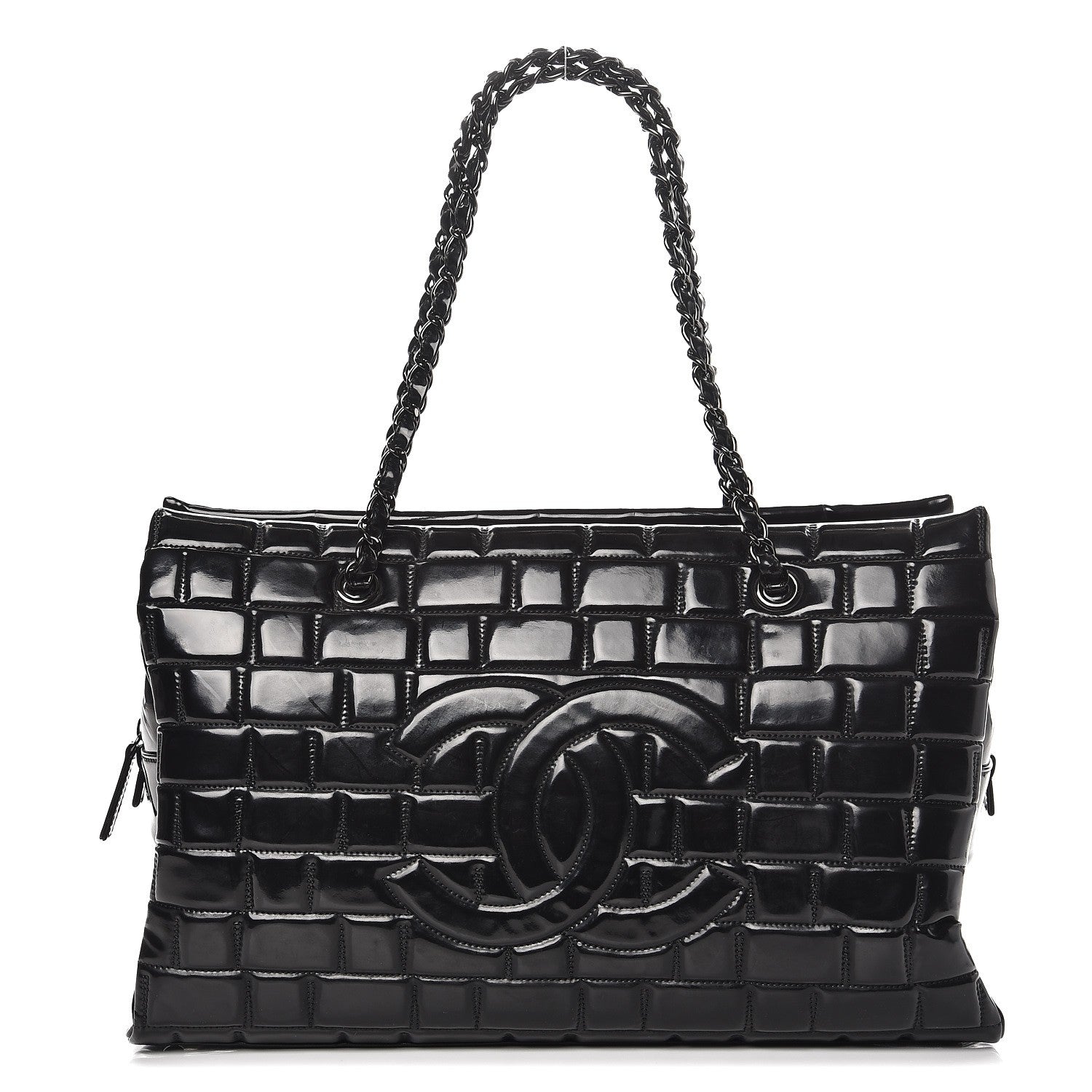 Chanel Vinyl Quilted Frozen Shopping Tote Black 1 of 9