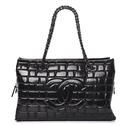 Chanel Vinyl Quilted Frozen Shopping Tote Black 1 of 9