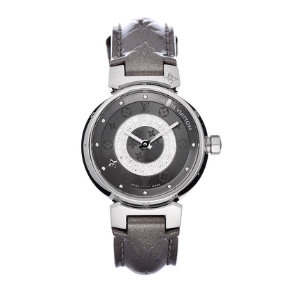Louis Vuitton Stainless Steel Vernis Diamond 28mm Tambour Quartz Watch Grey 1 of 7
