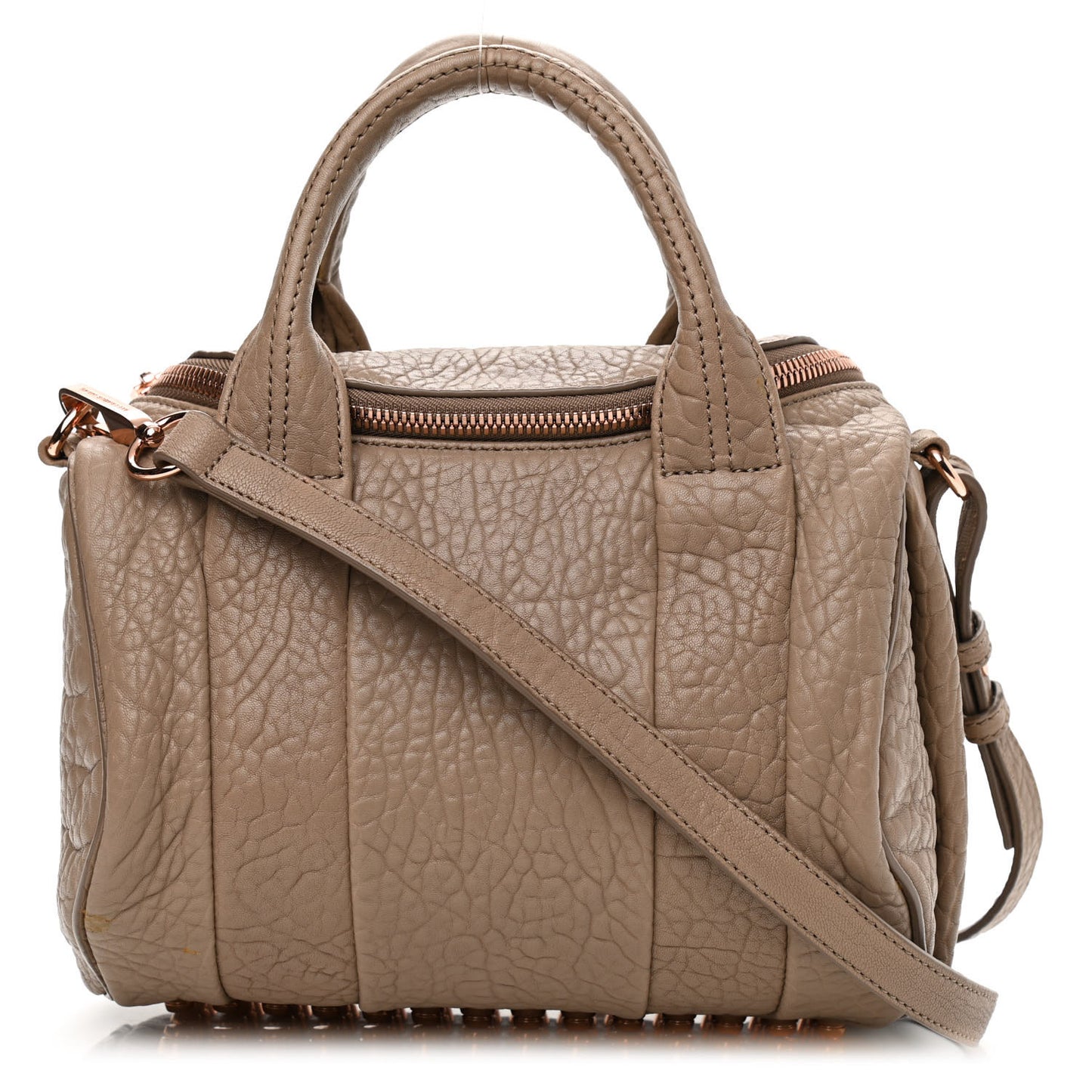 Pebbled Lambskin Mini Rockie Latte Rose Gold Hardware